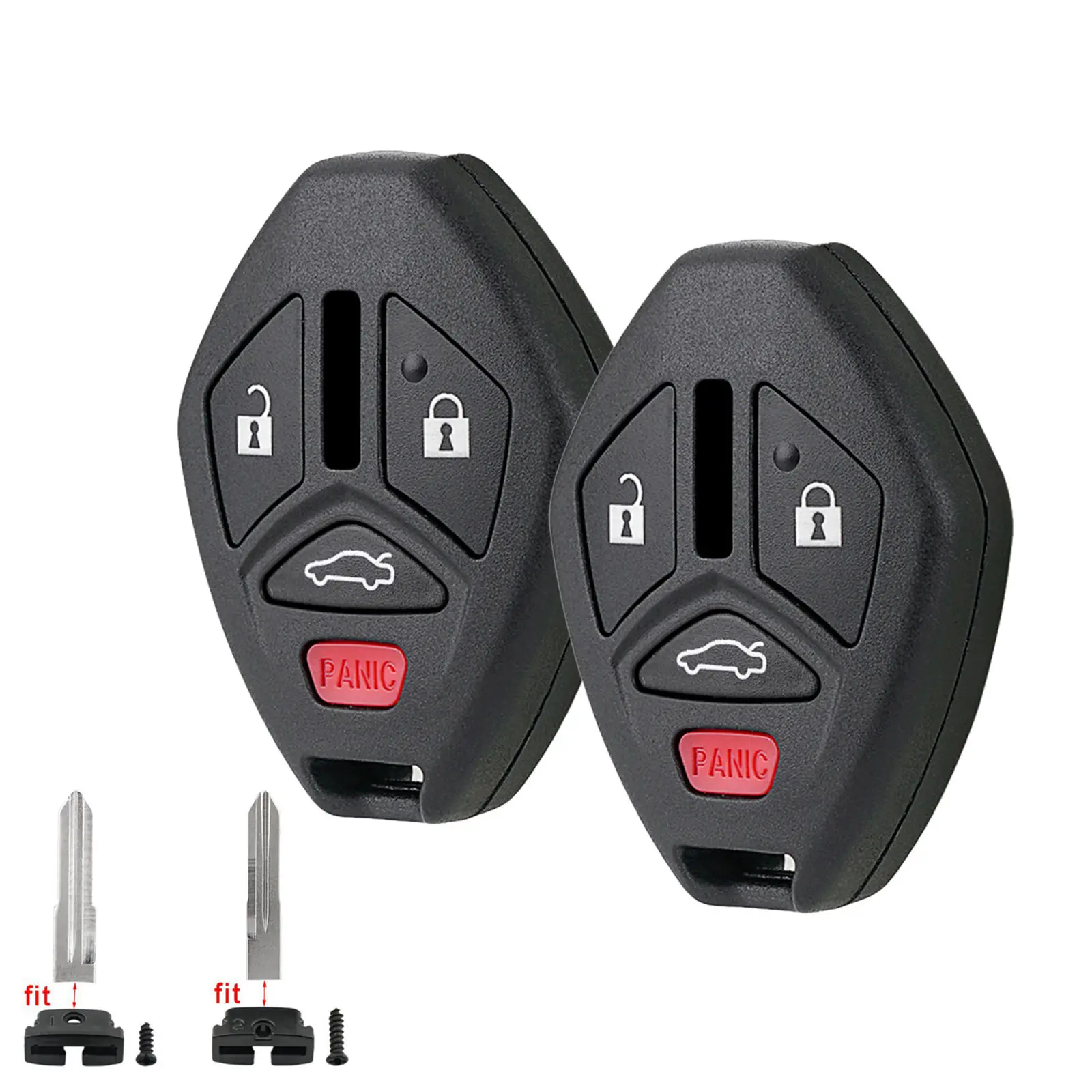 2 Automotive 4-Button Remote Car Key Fob Case Shell Replacements for 2006-2012 Mitsubishi Lancer, Outlander, Galant, Car Key Accessories
