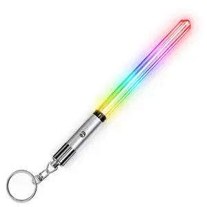 Mini Lightsaber Keychain Light Up LED Glowing Saber with 8 Color Modes