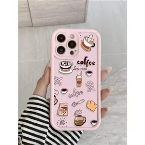 1pc Brown Coffee Diary Pattern Full Coverage TPU Shock-Resistant Phone Case, Suitable For IPhone17/IPhone17 Air/IPhone17 Pro/IPhone17 Pro Max/16 Pro Max/15 Pro Max/14 Pro Max/13 Pro Max/12 Pro Max