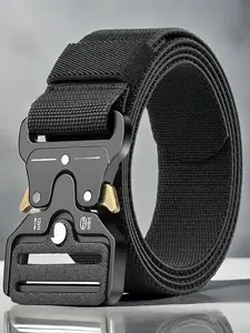 Tactical Outdoor Waist Belt, Lightweight Automatic Buckle Quick-Release Pants Strap, Hiking Canvas Webbing Belt, All Seasons Sporty Style