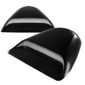 Black Painted ABS Plastic Racing Air Flow Vent Turbo Hood Scoop Decorative Vent Sticker Universal 15.5"x14"x2"