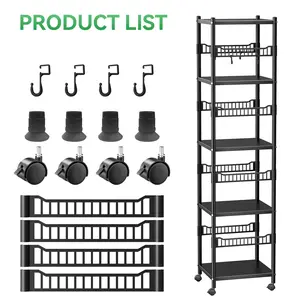 5-Tier Adjustable Metal Storage Shelf with Locking Wheels, 440 lbs Capacity, Heavy Duty Steel with Triangle Support, Easy Assembly Pantry Rack for Kitchen Pantry Garage