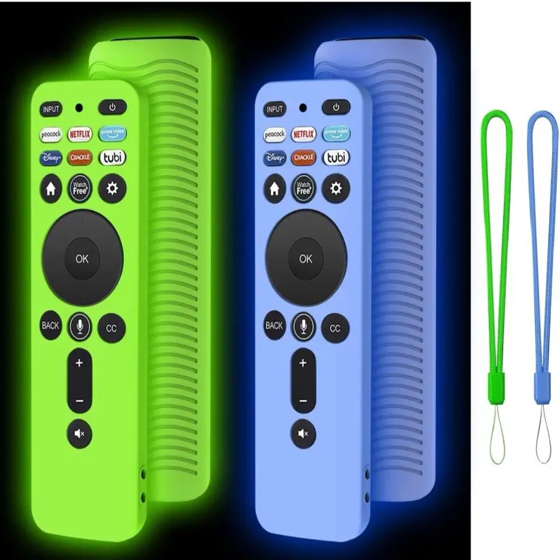 2 Pack Protective Cover for VIZIO XRT260 Smart TV Remote 2021 Vizi Green & Blue Silicone Cases with Lanyards