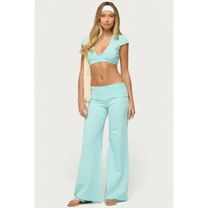 Wide Leg Foldover Pants