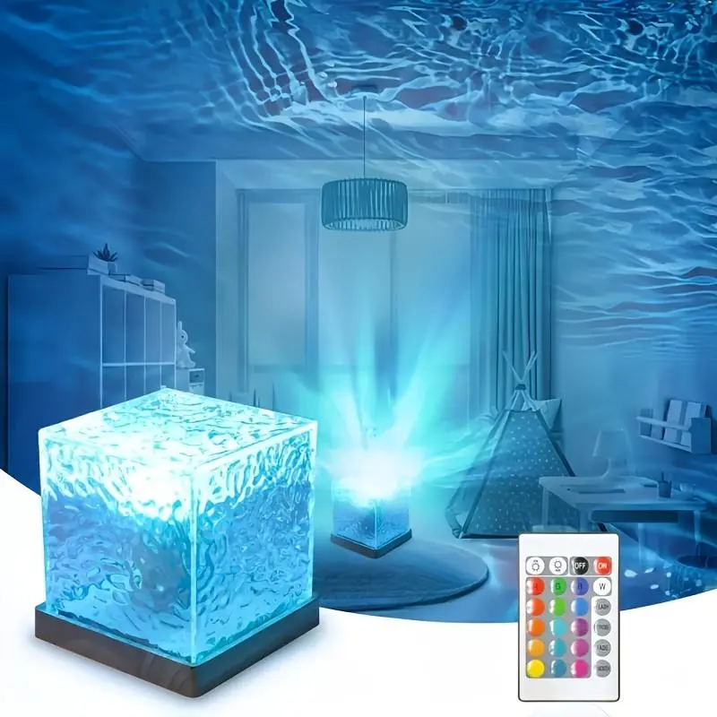 2 in 1 Water Ripple & Aurora Projection Light, USB Powered Tabletop Night Light with Remote Control, Fantasy Theme Decor Night Light for Bedroom, Living Room