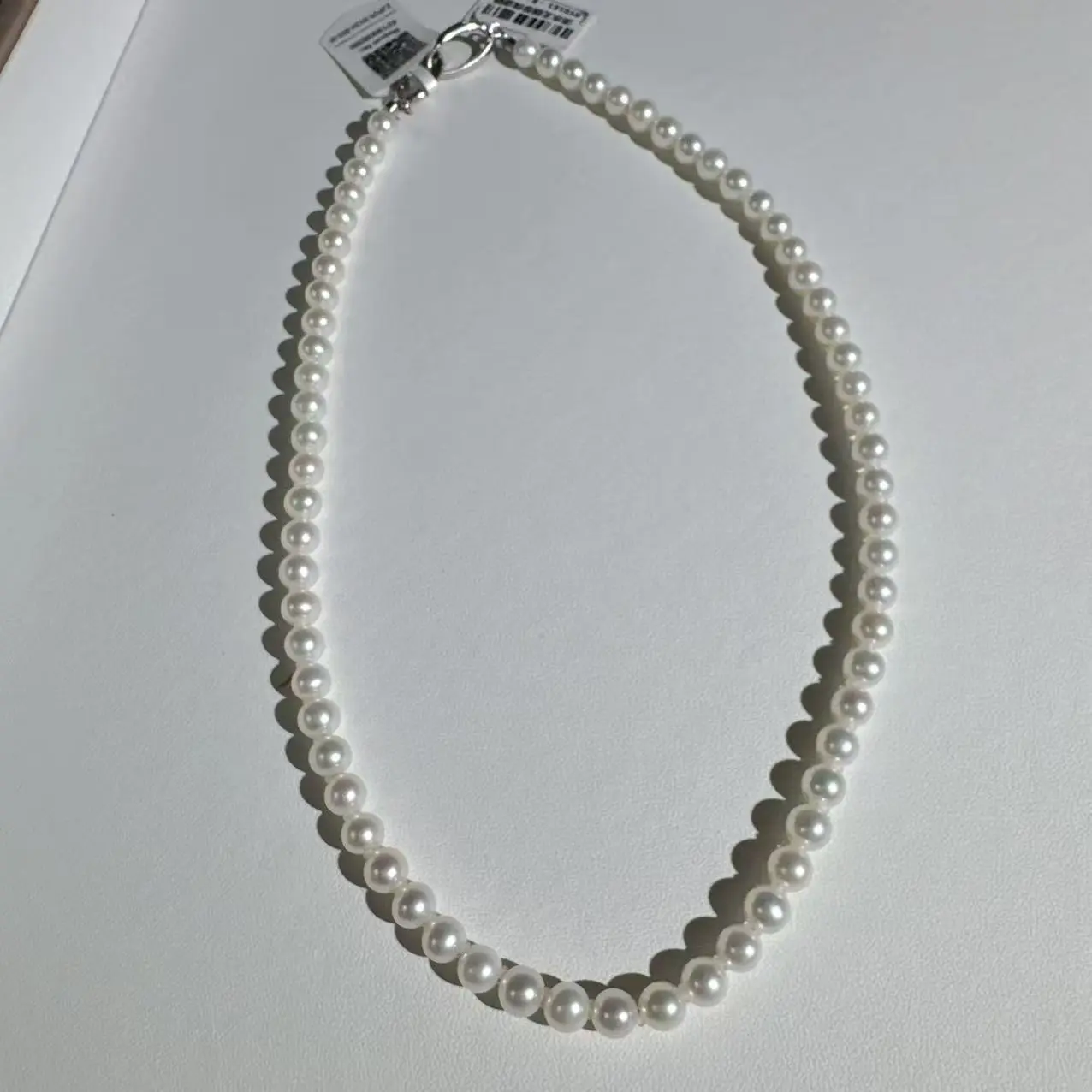 S925 pure silver natural freshwater pearl necklace, 6-6.5mm round flawless with strong luster, necklace with GUILD certificate