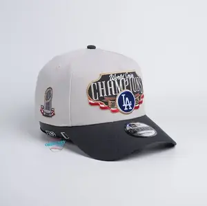Los Angeles Dodgers World Series Champions 9FORTY Snapback Cap Cream Black Adjustable New Era LA Hat MLB
