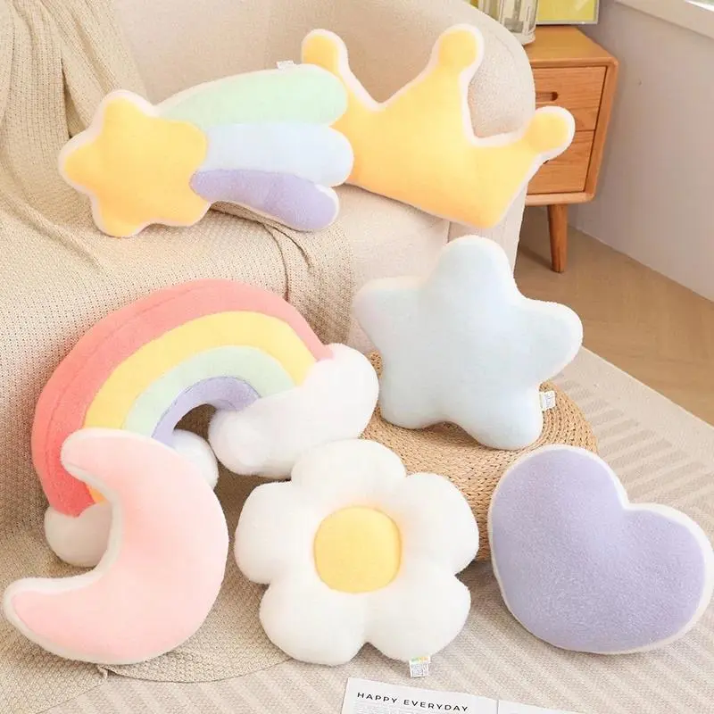 Flower-Themed Soft Plush Pillows - Love Purple, Star Blue, Flower Green Cartoon Stuffed Cushions, Stress Relief Toys for Birthday Gifts & House Decoration