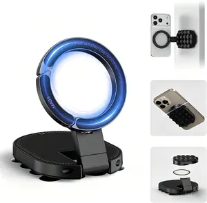 Magnetic Phone Holder, MagSafe-Compatible Ring Mount, 360° Rotatable Phone Stand for Car, Desk, Travel, Universal Smartphone Grip