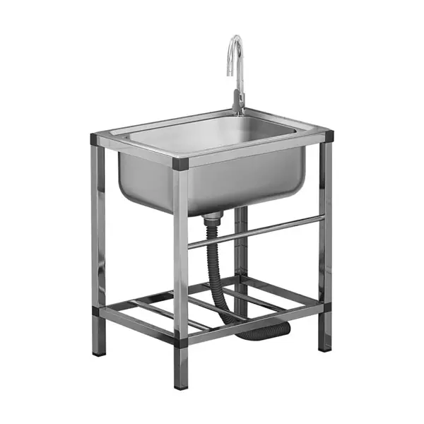 Stainless Steel Freestanding Single Bowl Utility Sink - Eco-Friendly Rectangle 20.8*14.9in Sink with Drain Pipe Kit for Commercial Kitchen, Backyard, Laundry Use, 18.8*13.7In
