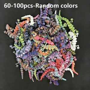 60/100 Pieces 3D Colorful Gecko Wall Decorations, Decorative Wall Art, Printed Home Ornaments for Room Decor & Holiday Gifts, Random Colors