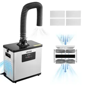 VEVOR Solder Fume Extractor, 3-Stage Filtration Soldering Smoke Absorber with 180 m/h Strong Suction 3-Level Airflow, Compact Desktop Brushless Smoke Extractor for Soldering DIY Welding