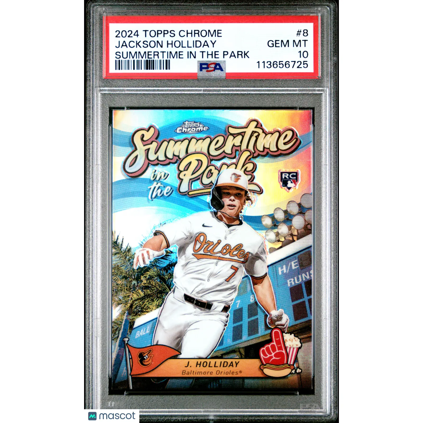 2024 Topps Chrome Summertime In The Park Jackson Holliday Rookie PSA 10 Orioles