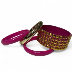 Y2K Vintage Bangle Set Mcbling Trashyy2k Early 2000s Cybery2k Streetwear Punk Mallgoth & Pink Studded Design gift Hypoallergenic Gold Bracelet couple things