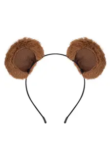 Brown Bear Ears Cute Headband Fluffy Grizzly Hairband, Animal Ear Head Wear for Makeup Washing Face Party Trips Halloween Cosplay Dress up Costume Adults Women Gift