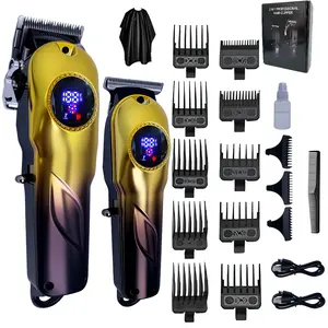 Professional Men's Hair Clipper Set, Cordless Barber Kit with LED Display, Ideal for Barbershop & Home Use