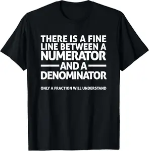 Women's Funny Math Graphic T-Shirt, Casual Distressed Numerator Denominator Print, 100% Cotton Short Sleeve Round Neck Top