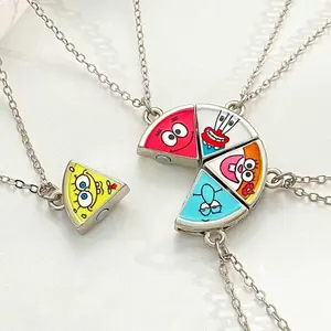 Cute Friendship Pizza Necklace, High-Quality Alloy Couple Bestie Gift, Perfect Party Decoration, Home Decor, Valentine's Day Gifts