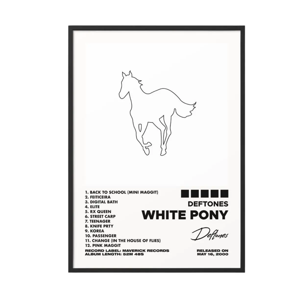 Deftones White Pony Album Poster No Frame Classic Prints Music Gift Wall Decor Artistic Home Artwork USA Printed wall decor wall art posters Decoration