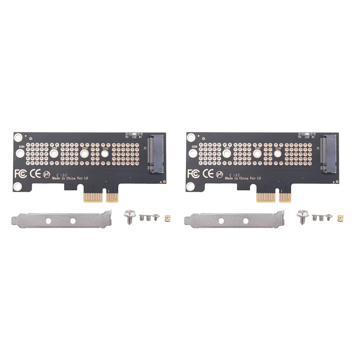 2X NVMe PCIe M.2 NGFF SSD to PCIe X1 Adapter Card PCIe X1 to M.2 Card Support 2230 2242 2260 2280 Size NVMe M.2 SSD