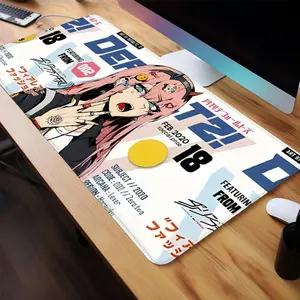 Anime Character Comic-Style Design Mouse Pad, Rectangle Gaming Mouse Pad, Non-Slip Rubber Base Stitched Edge Desk Pad for Home Office, Computer Accessories, Cute Desk Accessories