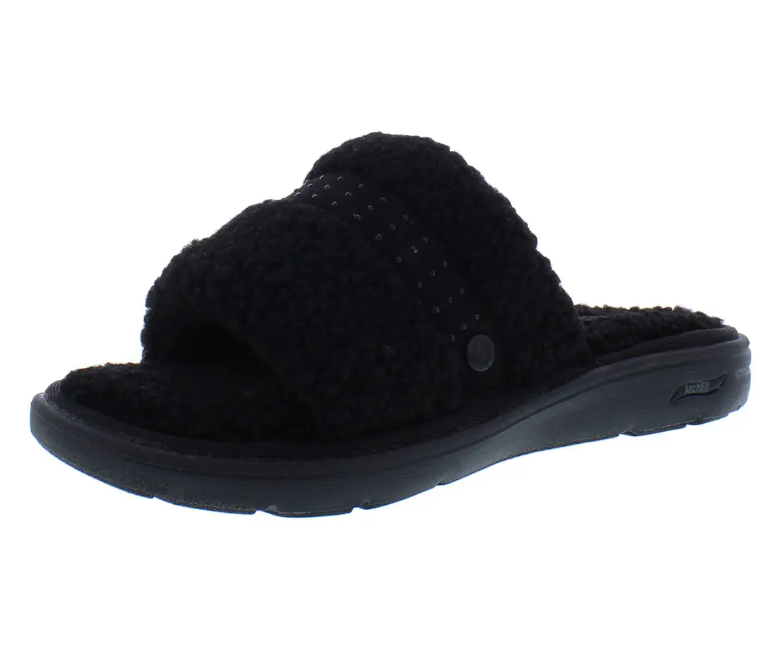Skechers Women's Arch Fit Support Slides - Solid Lounge Style, Slip-On Casual Shoe, Round Toe, Flat Heel for All-Day Comfort