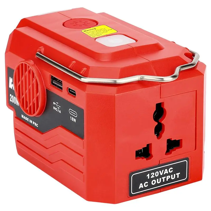 Beytvyow 220V 200W Compact AC Power Supply Power Inverter - Hookable, USB-C Phone Charging, Bright LED Lights, Safety Protection, SOS Emergency Mode, Light Outdoor EDC Gear, Father's Day Gift (Battery Not Included), 220V Power Inverter