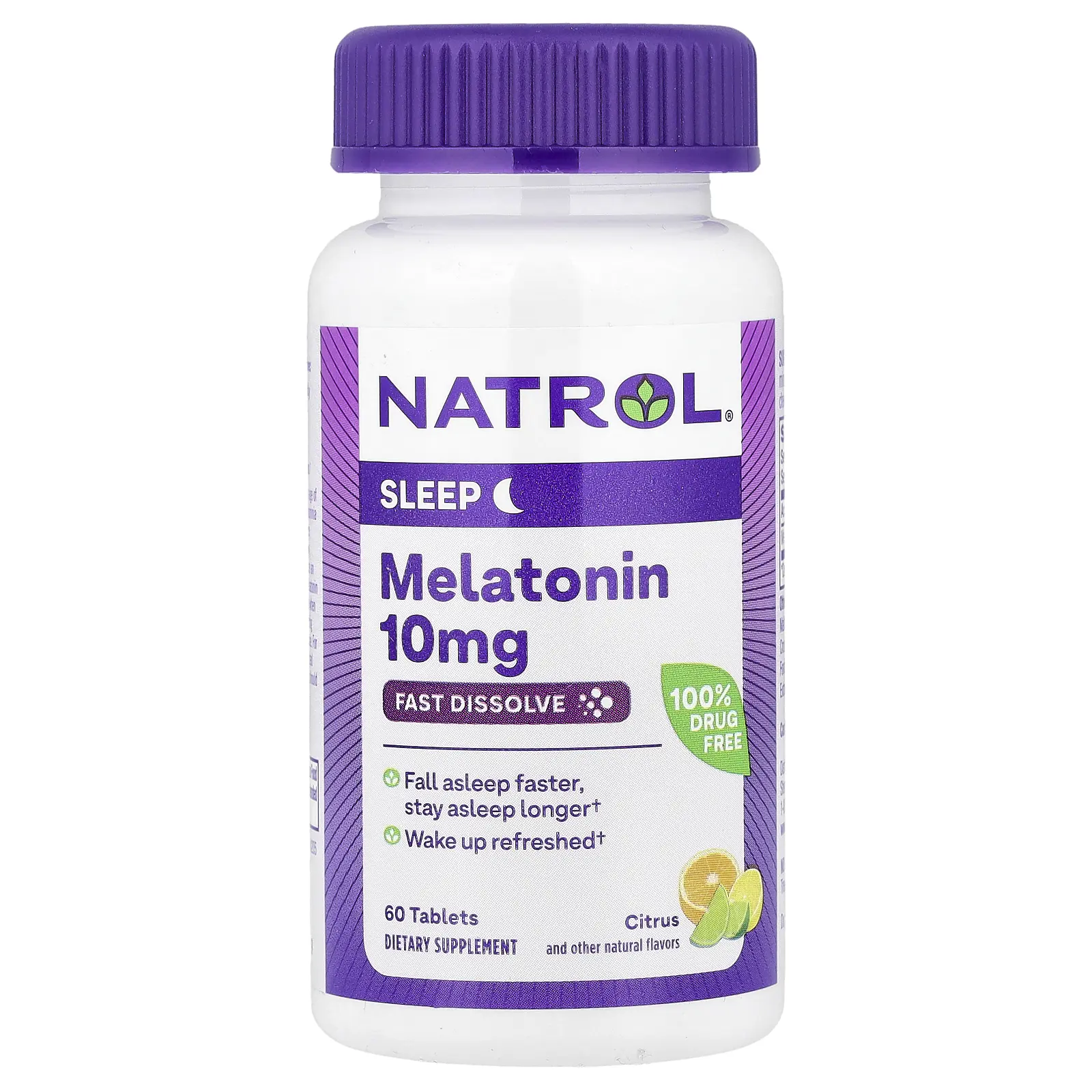 Natrol Melatonin, Fast Dissolve, Citrus, 10 mg, 60 Tablets