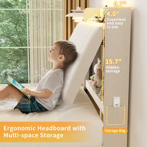 Jocoevol Single-layer Bedside Floating Bed Medium-sized Down Quilted Twin Size Ergonomic Headboard with Hidden Storage for Twin-sized Bedrooms