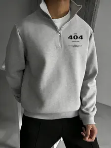 Men's Half-Zip Pullover Sweatshirt, Casual Pullover Sweatshirts, Geometric Print, Street Fashion Stand Collar, Casual Long Sleeve Fleece, Spring & Fall