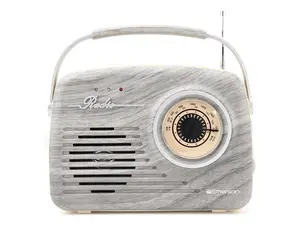 Emerson EAS-3002-GR Portable Retro AM/FM Radio with Built-In Speaker and Rechargeable Battery - Grey