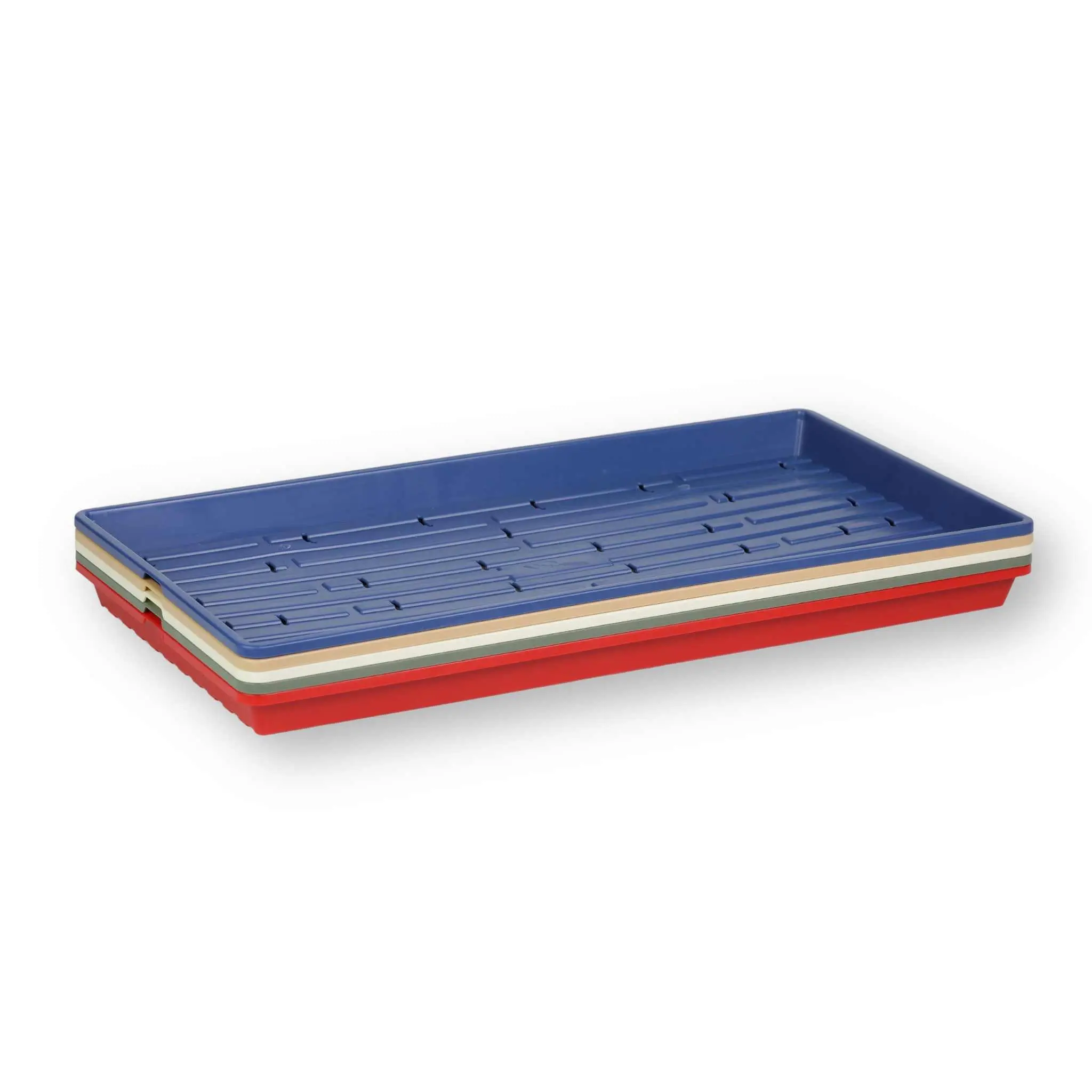 1020 Microgreen Trays - Shallow, Extra-Strength Polypropylene Heroes Collection with Drainage Hole for Greenhouses, Seed Starting, Wheatgrass Growth, Navy/Khaki/Sand Colors, Purpose-Driven Durability