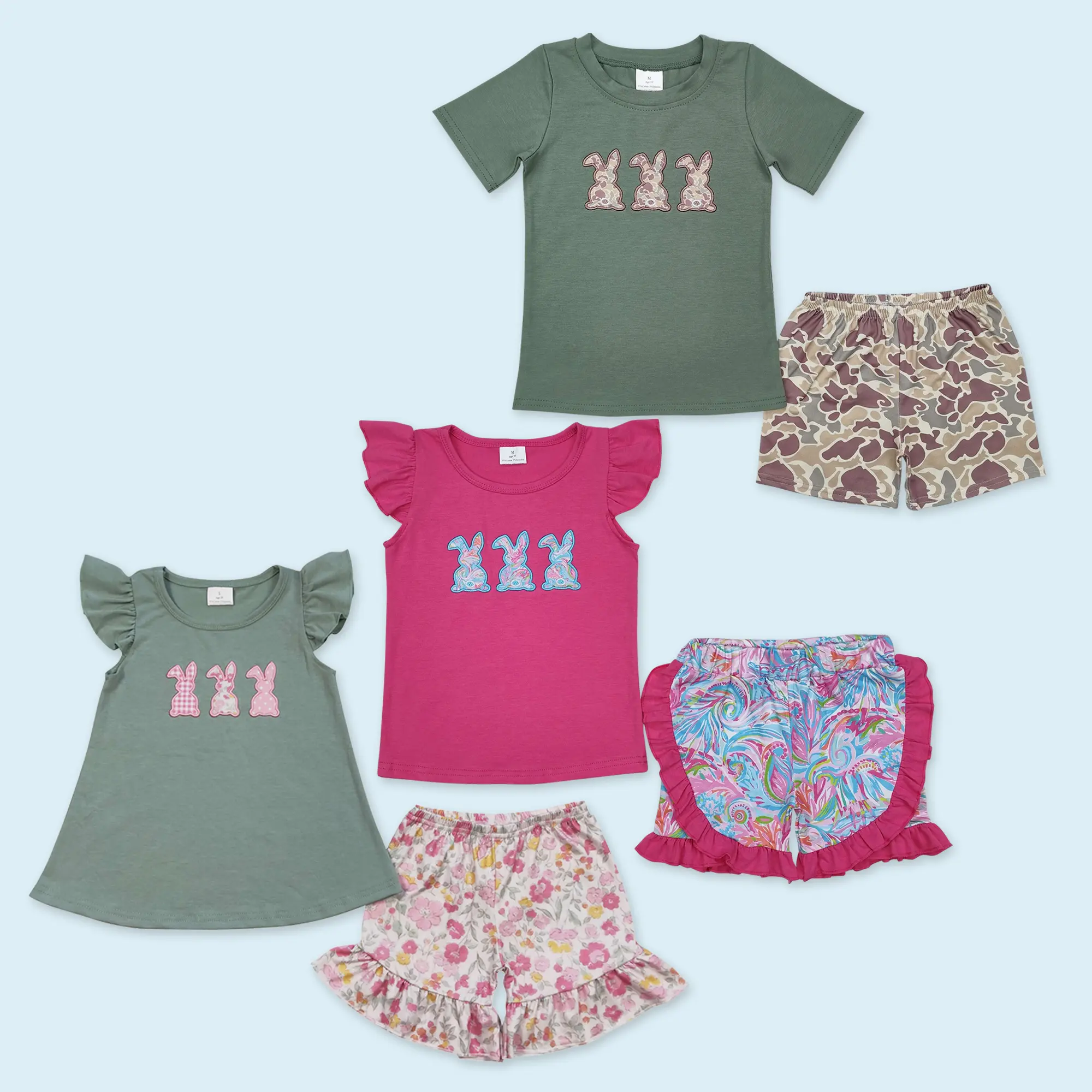 Embroidery bunny kids boy Easter outfit