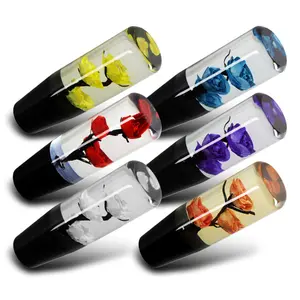 Stay Tuned Performance VIP 15CM JDM Clear Real Flowers Manual Gear Stick Shift Knob Lever Shifter - Universal Fit, Laser-Cut Acrylic Plastic, M12 x 1.25 Thread Size