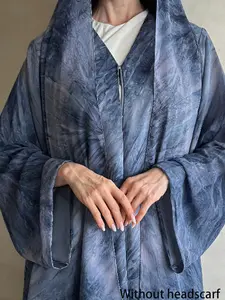 Women's Layba Tie Dye Long Robe, Elegant Islamic Dress, Fashionable Muslim Clothing, Suitable for Daily Wear & Special Occasions, No Headscarf Included