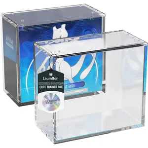 Trainer Box Acrylic Display Case Stackable- ETB Protector Case with Magnets Lid -5mm +5mm Thick Acrylic Compatible with Trainer Boxes, 1 Pack
