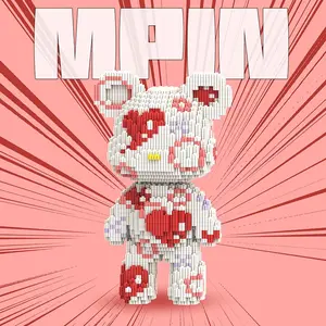 Building Block Toy Set, 25cm High Bear Construction Kit, Creative DIY Assembly Plaything, Unisex Gift Recommendation, Home Decor