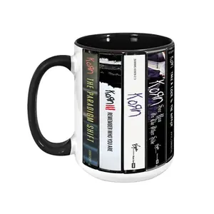 Korn Cassette Tape Mug, Retro Album Spines Coffee Cup, Nu Metal Band Fan Gift, 90s Heavy Rock Decor