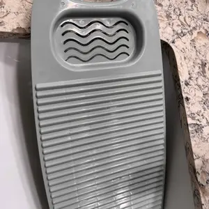 Foldable Washboard, 1 Count Portable Laundry Scrub Board with Holder for Camping & Hiking, Household Clothes Washing Board, Bathroom Supplies, Home Goods, Plastic Washboard