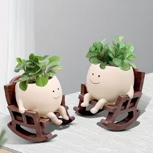 Cute Cartoon Resin Flower Pot, Planter Pots for Indoor Plants, Multifunctional Design Suitable for Home & Office Use, Durable Material