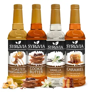 Syruvia Sweet Coffee Syrup Variety Pack – Toasted Marshmallow, Cookie Butter, Vanilla & Caramel Syrup – Perfect for Iced Tea, Lattes, Desserts & More – 25.4 Fl oz Bottles (4 Pack)
