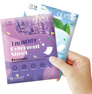 YUCO Travel Pack Laundry Detergent Sheets 2 Pack of 5 Sheet for Overnight Week Travel, Envelope Pouch Carry Everywhere, for Clothing Deep Clean Grament Freshen, Hypoallergenic, Fresh and Lavender