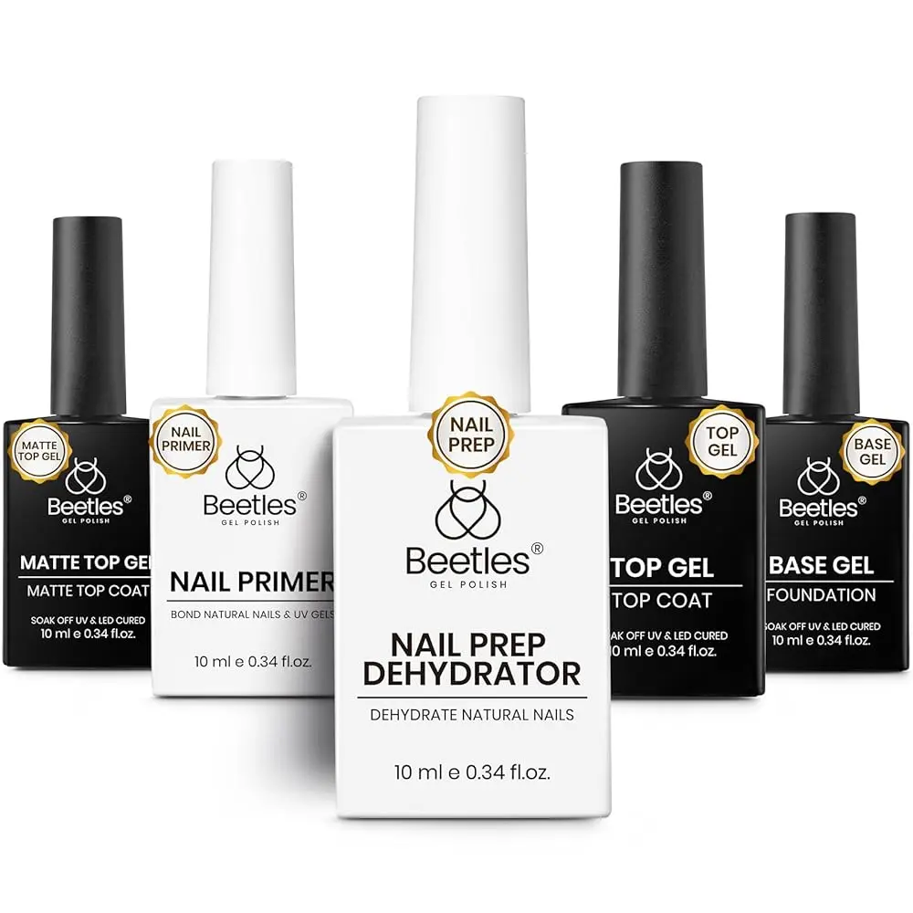 Beetles Gel Polish Set - Top Coat, Base Coat, Nail Dehydrator & Primer, Nail Glue, Peel Off Base Gel, Builder Gel, Liquid Latex, Cuticle Oil  Cosmetic Acrylic  Manicure mothersdaygift Spring Nail Summer Nail Vacation Nail #SummerVibes