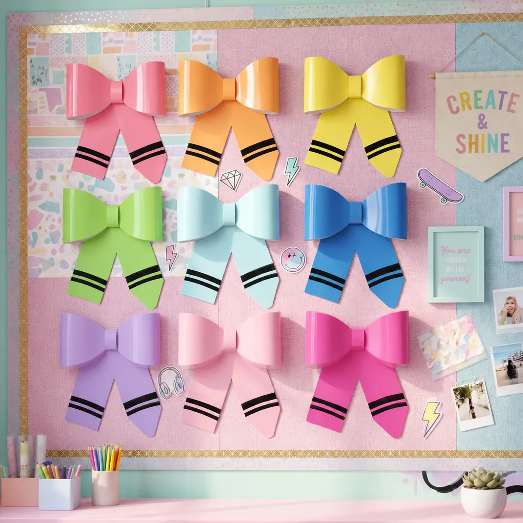 Back to School Large Bow Classroom Decor Vibrant 3D Crayon Bow Decor with Pencil & Composition Notebook Design for Bulletin Board Chalkboard Whiteboard Wall Door First Day of School Teachers Preschool Kindergarten Elementary Homeschool Classroom Setup