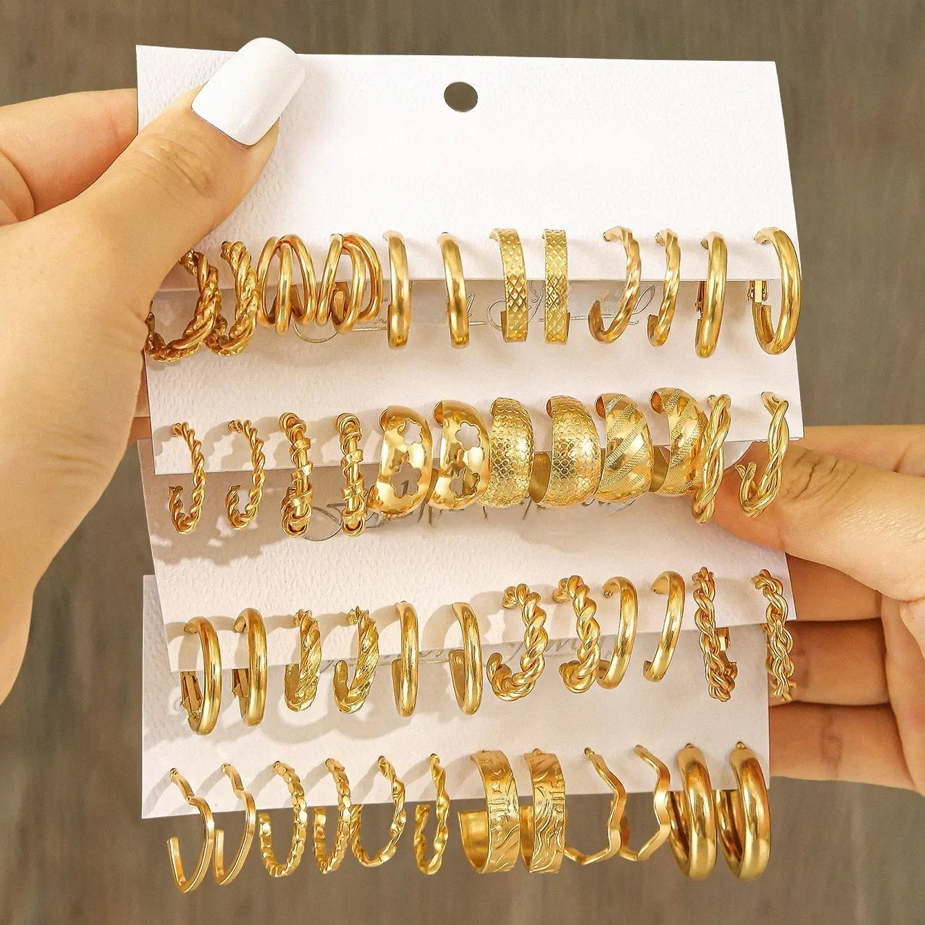 24 Pairs Gold Hoop Earrings Set for Women Hypoallergenic Chunky Chain Twisted Open Hoops Dangle Earring Packs for Birthday Party Fashion Jewelry Gift
