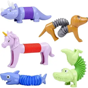 10 Pack Pop Tubes Mixed Animal Fidget Pop Sound Spring Stress Relief Sensory Toys for Kids