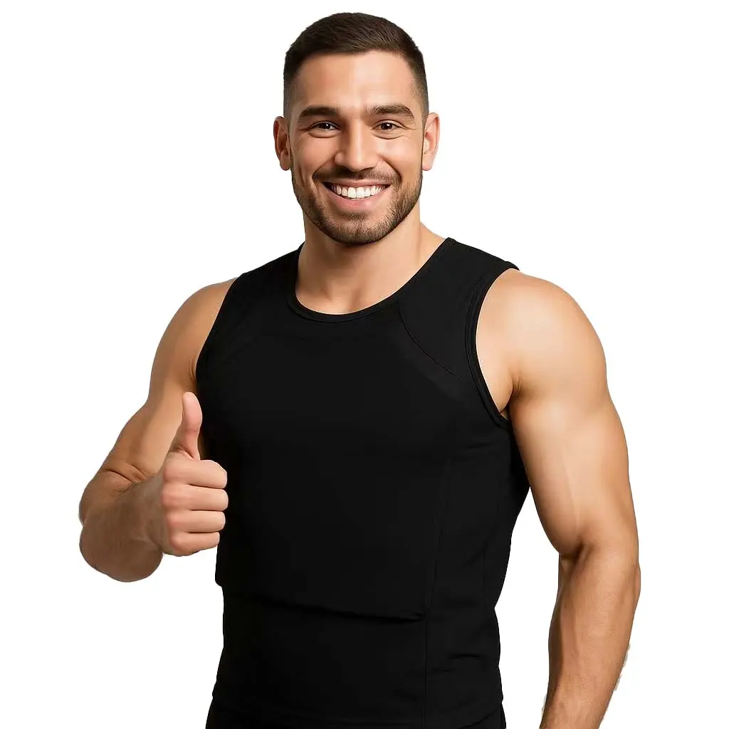 Unisex Stealth Design Tactical Chest Vest - Sleeveless Synthetic Compression Shaper Vest, Elastic Lined, Tummy Support, Versatile Fit, for Camping&Hiking, Fitness, Training Workout Sleeveless Activewear