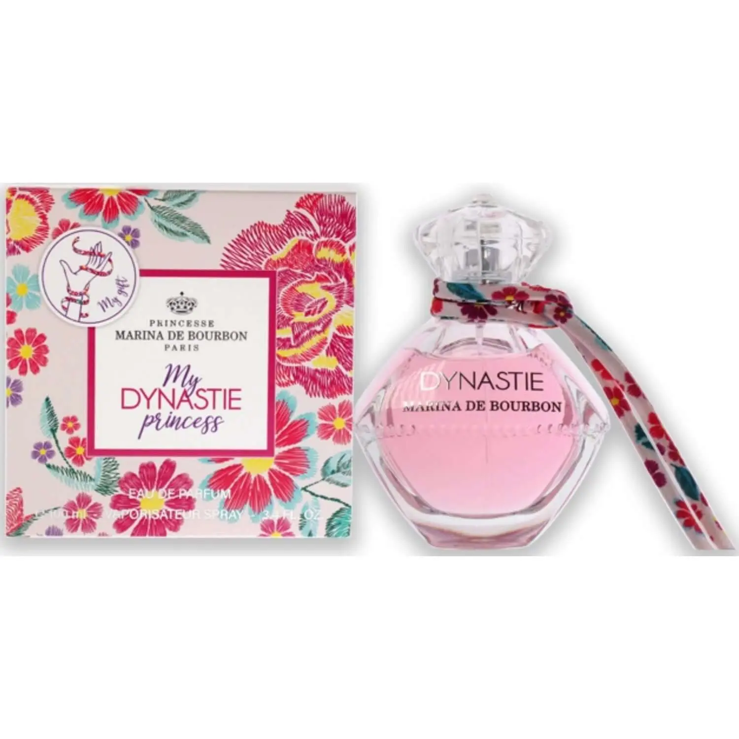 Marina De Bourbon My Dynastie Princess Eau de Parfum for Women, Soft Elegant Floral Fragrance with Jasmine & Hyacinth Notes, Full-Size Bottle, 3.3 fl oz / 100 ml, Soft Elegant Fragrance, 3.3Oz, Hyacinth Base, Full-Size Pack, Edp, Eau De Parfum Women's Fra