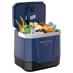 GAOMON 35 Quart (33 L) Electric Cooler & Warmer, Portable Car Refrigerator with Automatic Locking Handle, 12V Car Cooler for Vehicle & 110V AC Home Power Cord, Plug in Coolers,Blue