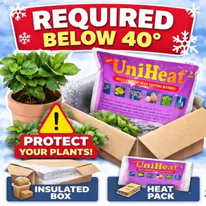 REQUIRED Winter Protection Below 40°: Add 1 Heat Pack per (2) 6” Plants or per (3–4) 4” Plants